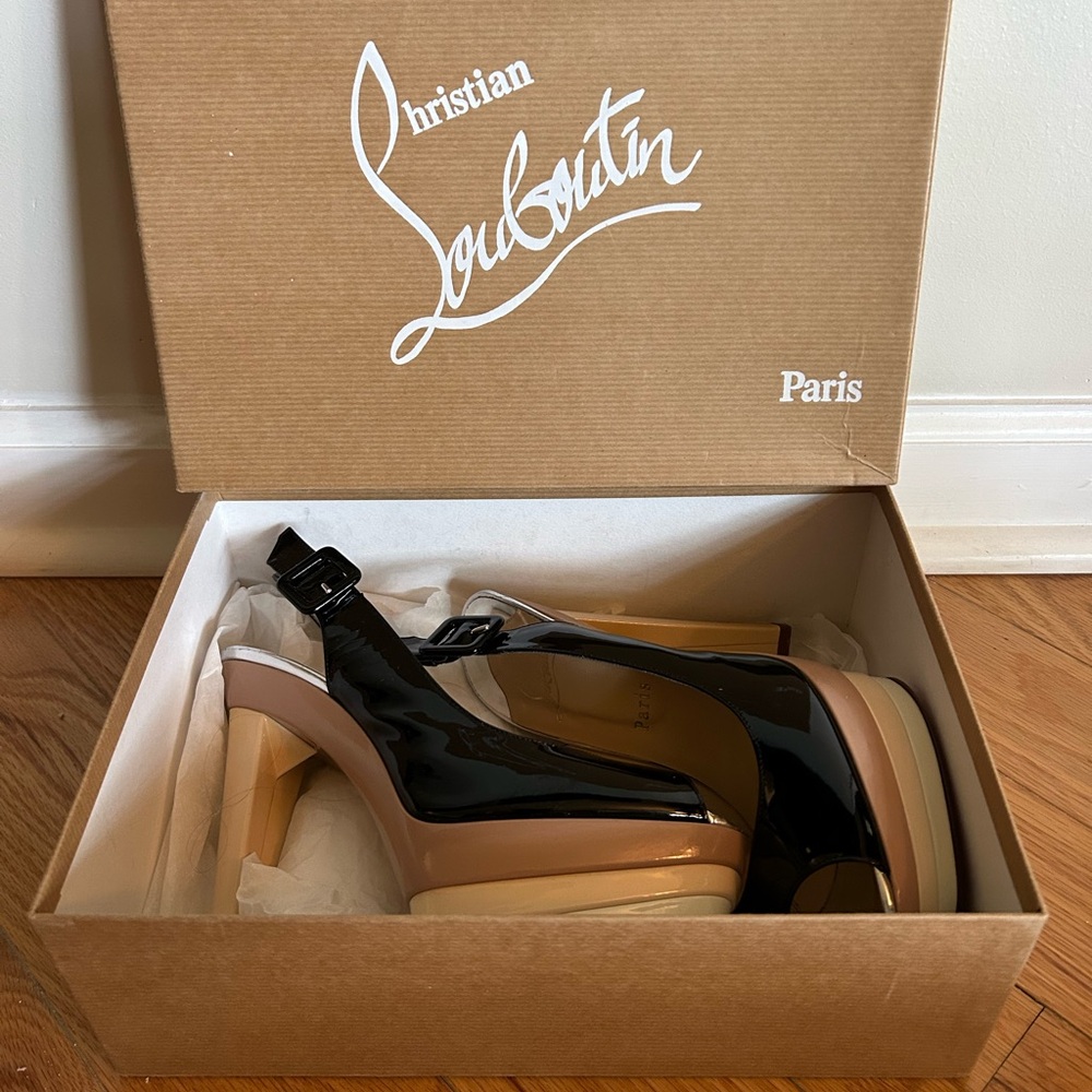Christian Louboutin Black and Tan Heels